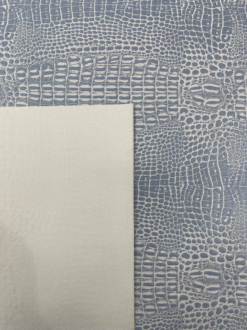 Crocodile Marine Vinyl 2 tone Upholstery, Crocodile Skin Texture Faux Leather PVC Vinyl, 54" Wide.
