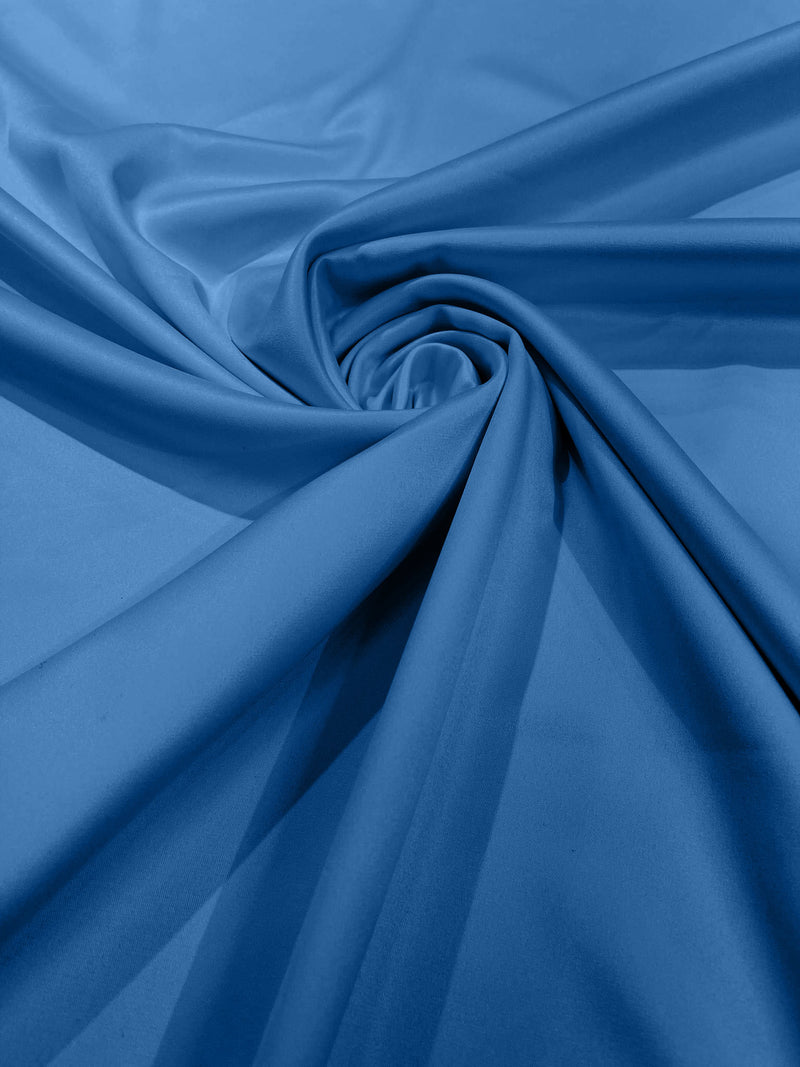 Coppen Blue Solid Matte Stretch L'Amour Satin Fabric 95% Polyester 5% Spandex, 58" Wide/ By The Yard.