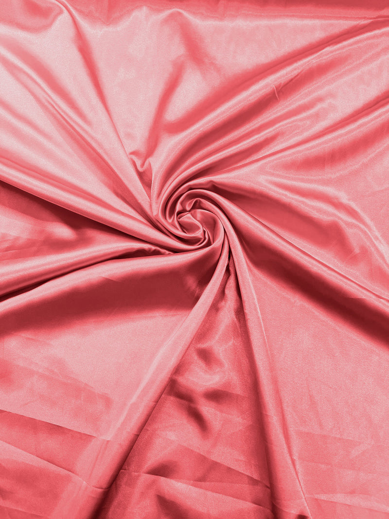 Coral Stretch Charmeuse Satin Fabric 58" Wide/Light Weight Silky Satin/Sold By The Yard