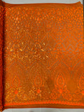 DIAMOND GEOMETRIC SEQUIN ON A STRETCH MESH FABRIC ( By The Yard)
