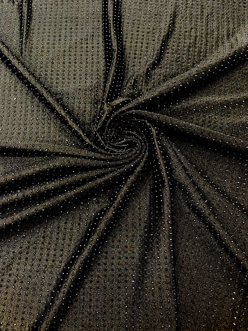 RHINESTONE NYLON SPANDEX FABRIC (By The Yard)
