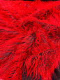 Shaggy Jacquard Faux Ostrich/Eye Lash Feathers Fringe With Metallic Thread By The Yard