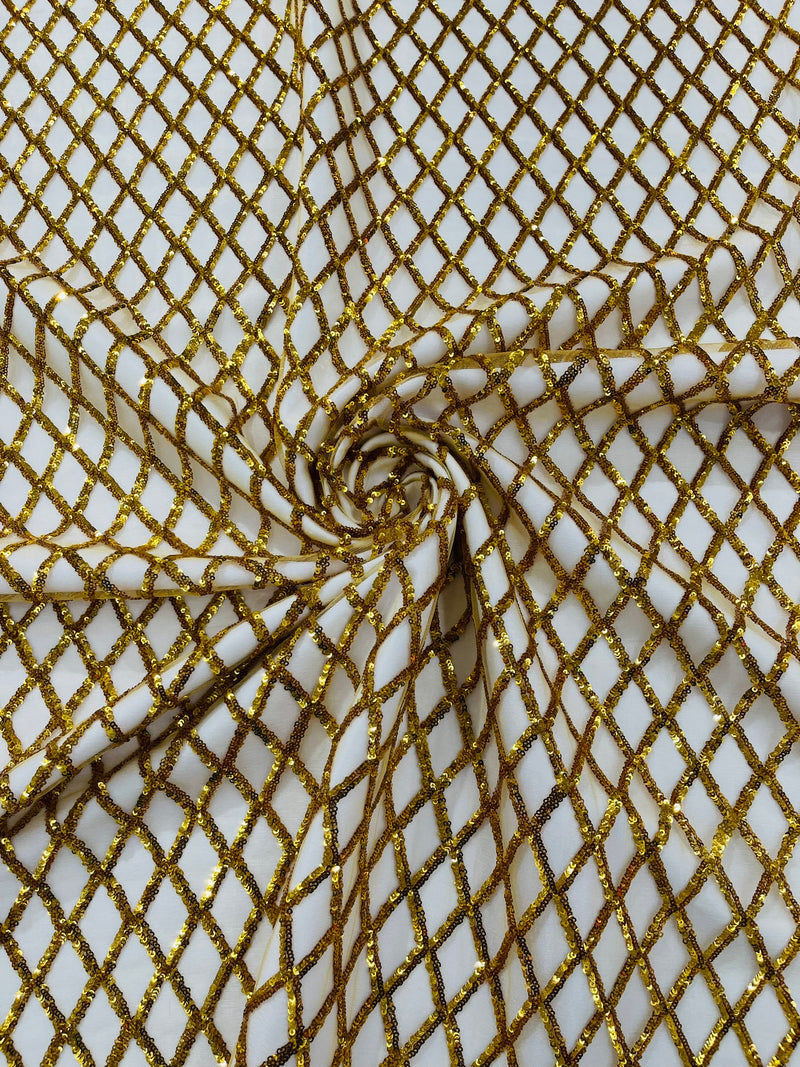 Luxury Diamond Design Mini Glitz Sequins On A Mesh Fabric