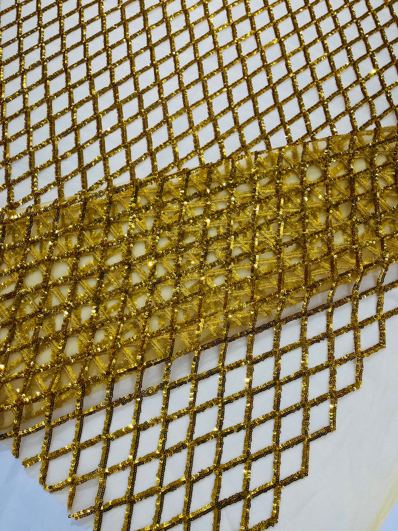 Luxury Diamond Design Mini Glitz Sequins On A Mesh Fabric
