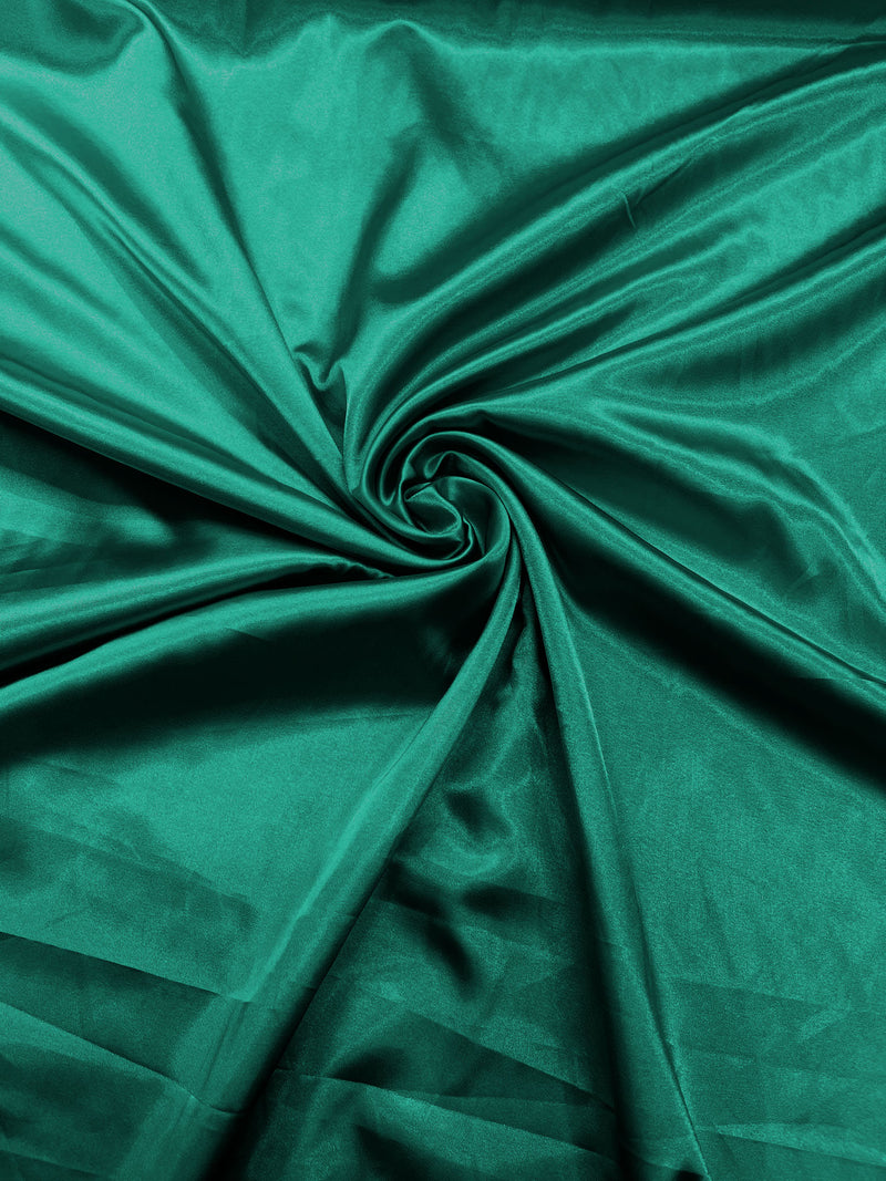Dark Jade Stretch Charmeuse Satin Fabric 58" Wide/Light Weight Silky Satin/Sold By The Yard