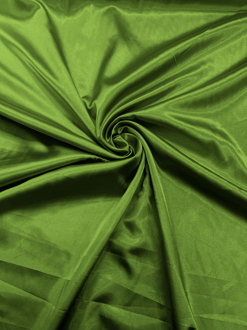 Dark Lime Green Stretch Charmeuse Satin Fabric 58" Wide/Light Weight Silky Satin/Sold By The Yard
