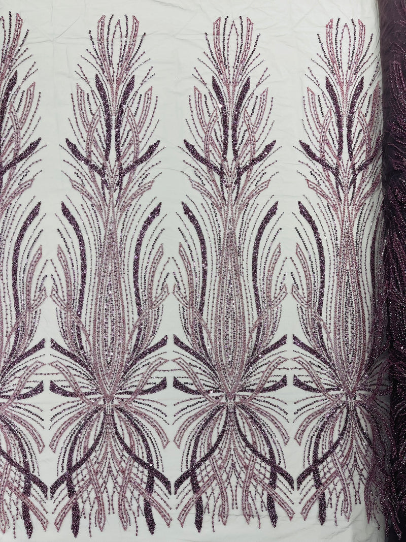 Palm Beaded Damask Design Fabric, by The Yard.
