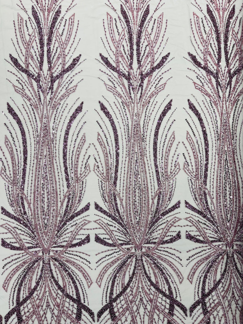 Palm Beaded Damask Design Fabric, by The Yard.