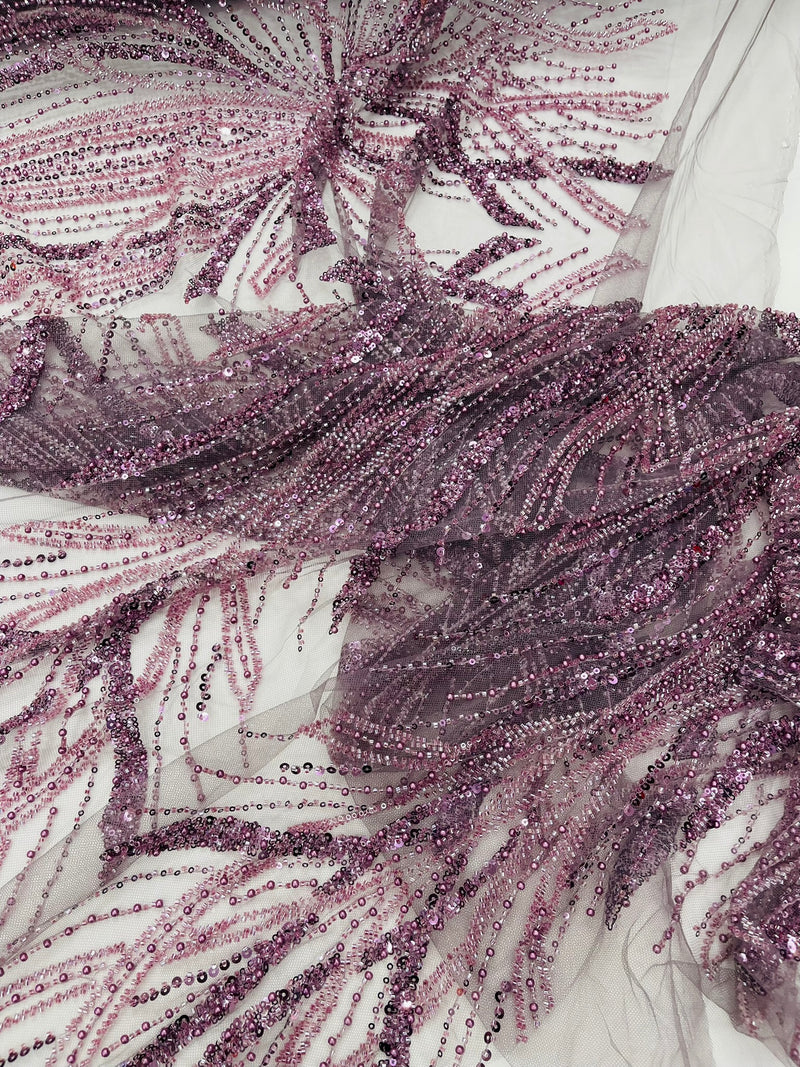Palm Beaded Damask Design Fabric, by The Yard.