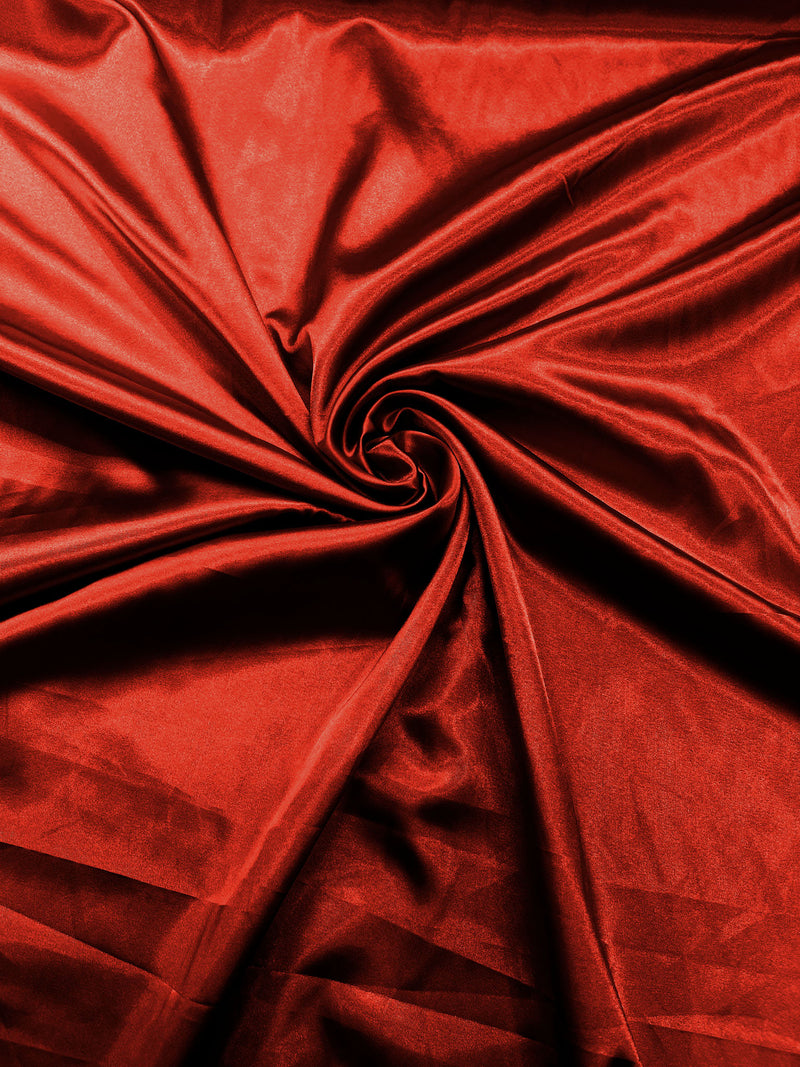 Dark Red Stretch Charmeuse Satin Fabric 58" Wide/Light Weight Silky Satin/Sold By The Yard