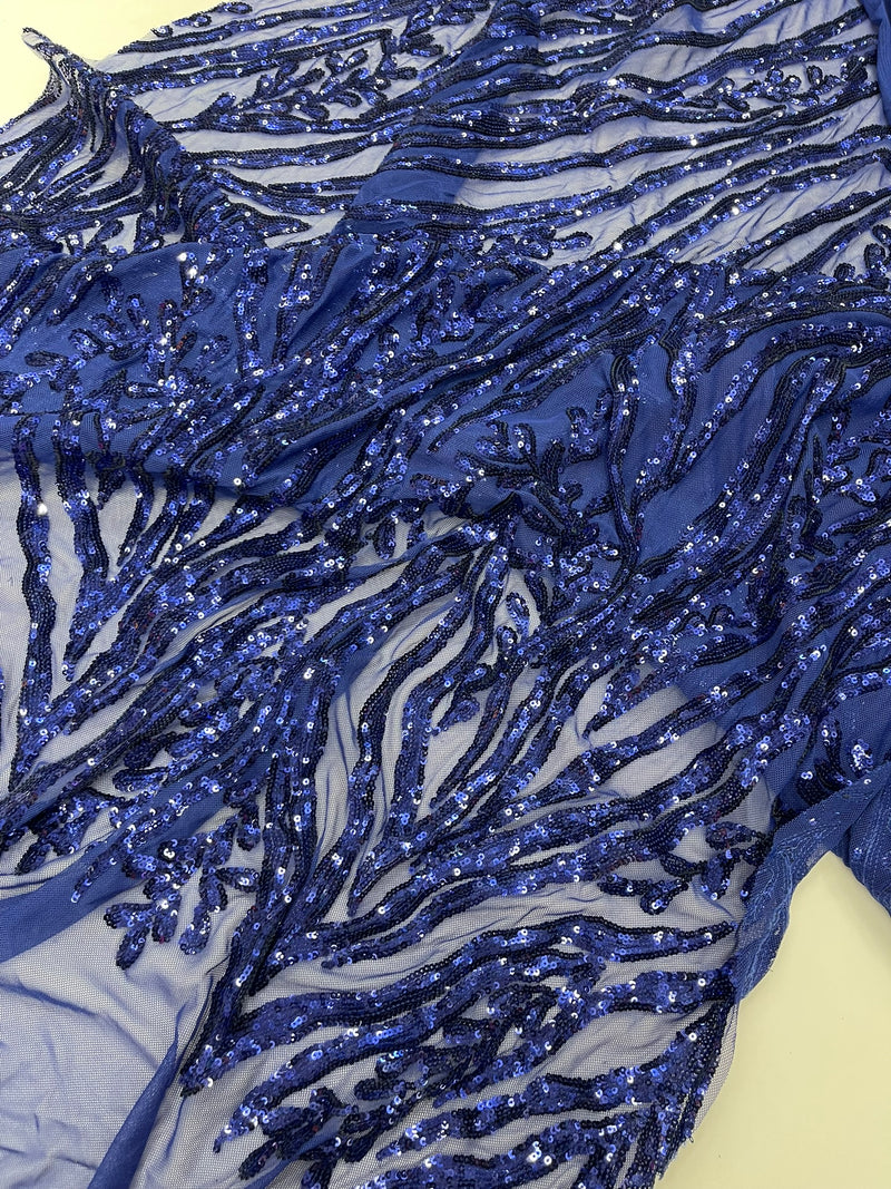 Vine/Root Sequin 4 Way Stretch Mesh Fabric, by The Yard.