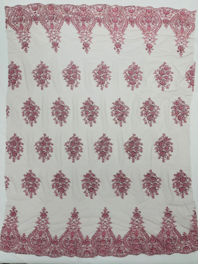Classic Beaded Damask Lace, by The Yard.
