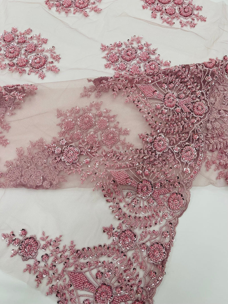 Classic Beaded Damask Lace, by The Yard.