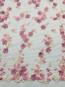 Multi Color 3d floral Daisy Design Embroider Lace 54" Wide| New Creations Fabric & Foam Inc.