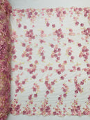 Multi Color 3d floral Daisy Design Embroider Lace 54" Wide| New Creations Fabric & Foam Inc.