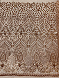 DIAMOND GEOMETRIC SEQUIN ON A STRETCH MESH FABRIC ( By The Yard)