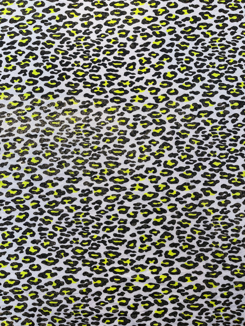 LEOPARD PRINT WITH FOIL STRETCH SPANDEX FABRIC (by the yard)