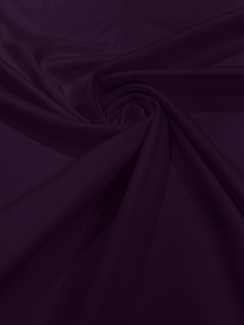 Eggplant Solid Matte Stretch L'Amour Satin Fabric 95% Polyester 5% Spandex/58" Wide/ By The Yard
