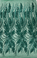 Feather damask shiny sequin design on a 4 way stretch mesh Fabric-prom-sold by The yard.