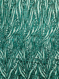 Vine/Root Sequin 4 Way Stretch Mesh Fabric, by The Yard.