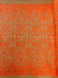 KING DAMASK SEQUIN STRETCH MESH FABRIC (By The Yard)