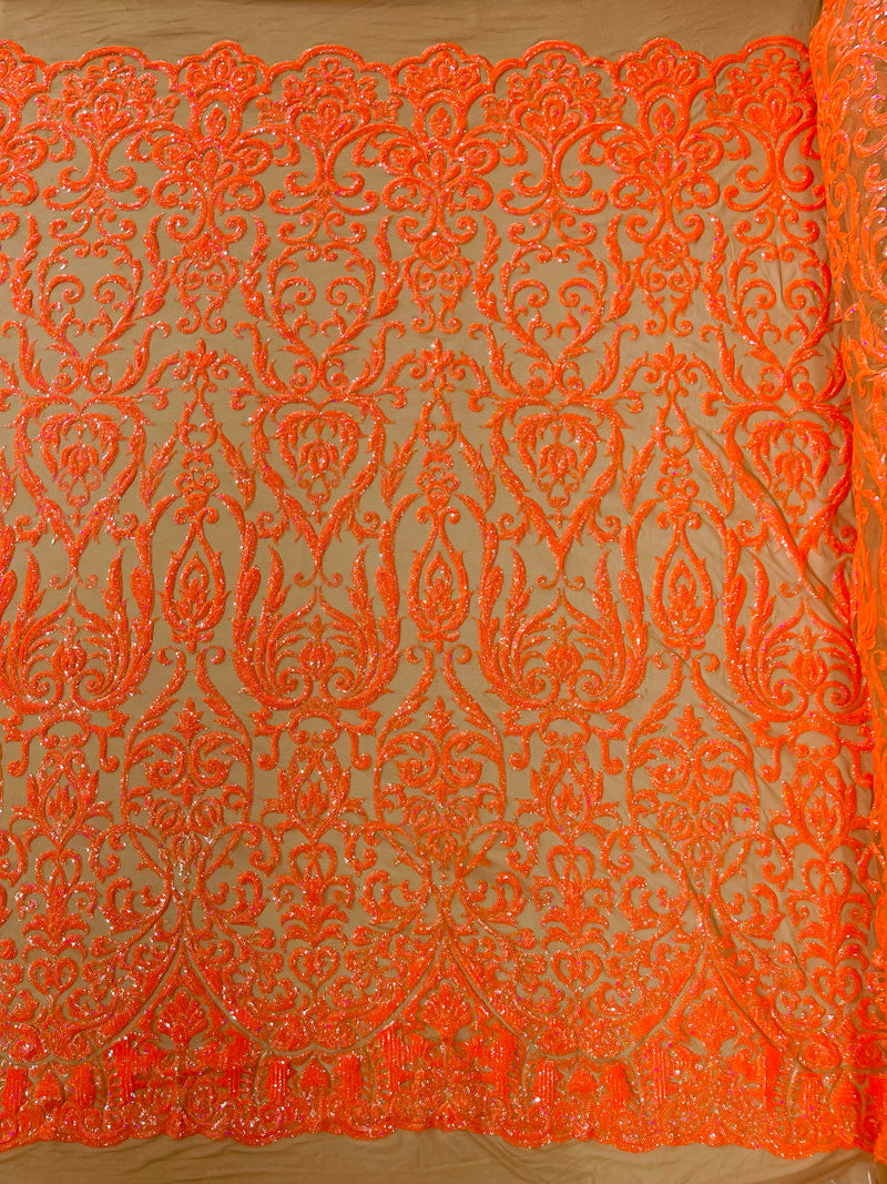 KING DAMASK SEQUIN STRETCH MESH FABRIC (By The Yard)