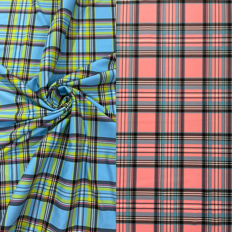 PLAID MULTICOLOR CHECKERED SPANDEX (by the yard)