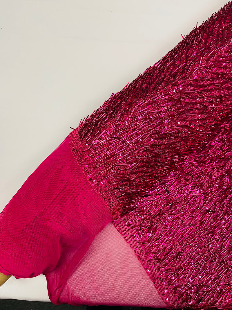 Vegas Beaded Sequin Stretch Mesh Fabric (By The Yard)