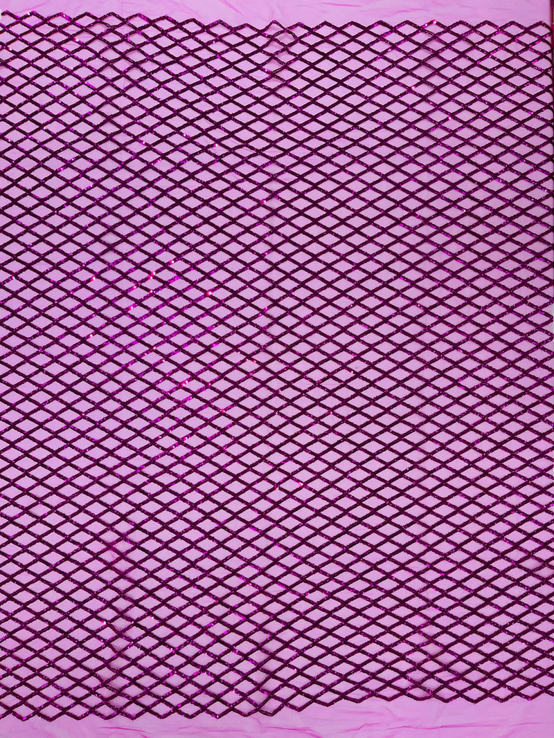 Luxury Diamond Design Mini Glitz Sequins On A Mesh Fabric