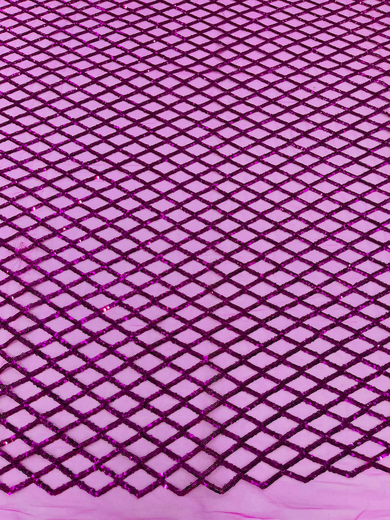 Luxury Diamond Design Mini Glitz Sequins On A Mesh Fabric