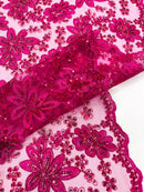 Metallic floral lace design embroidered 54" Wide | New Creations Fabric & Foam Inc.