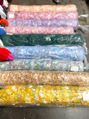 Multi Color 3d floral Daisy Design Embroider Lace 54" Wide| New Creations Fabric & Foam Inc.