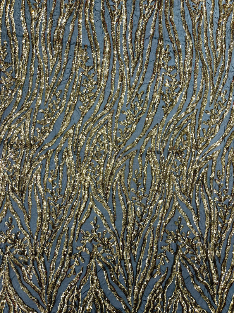 Vine/Root Sequin 4 Way Stretch Mesh Fabric, by The Yard.