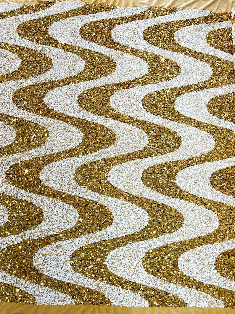 Wave Sequin Design On A Stretch Velvet Fabric/Costumes/Cosplays/Prom.