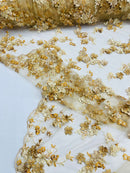 Multi Color 3d floral Daisy Design Embroider Lace 54" Wide| New Creations Fabric & Foam Inc.