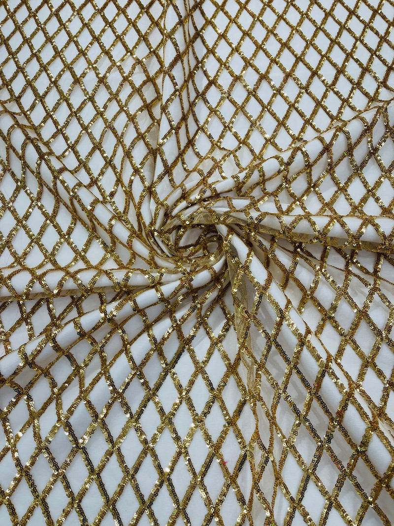 Luxury Diamond Design Mini Glitz Sequins On A Mesh Fabric