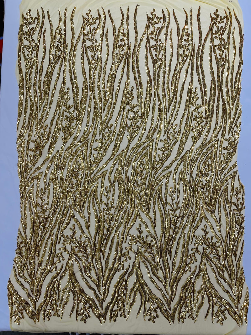 Vine/Root Sequin 4 Way Stretch Mesh Fabric, by The Yard.