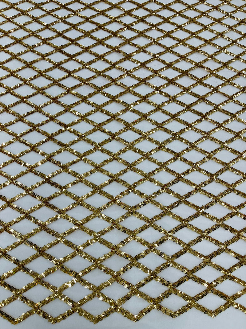 Luxury Diamond Design Mini Glitz Sequins On A Mesh Fabric