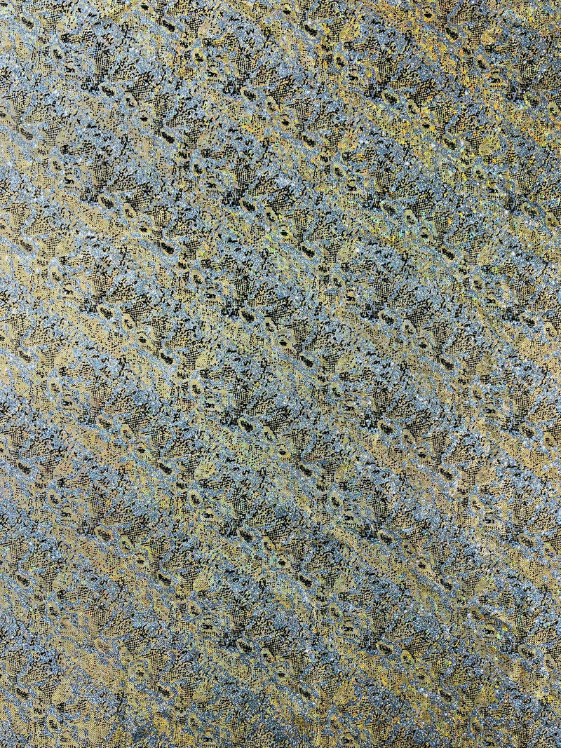 Snake Design Shattered Glass Nylon Spandex Fabric, 4-Way Stretch, by The Yard.