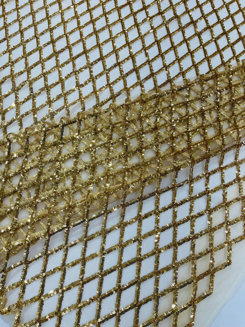 Luxury Diamond Design Mini Glitz Sequins On A Mesh Fabric