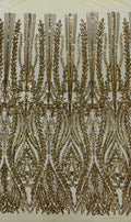 Damask design with sequins embroider on a 4 way stretch mesh fabric.