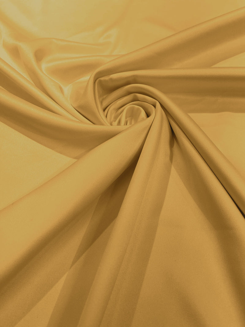 Gold Solid Matte Stretch L'Amour Satin Fabric 95% Polyester 5% Spandex/58" Wide/ By The Yard