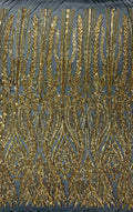 Damask design with sequins embroider on a 4 way stretch mesh fabric.