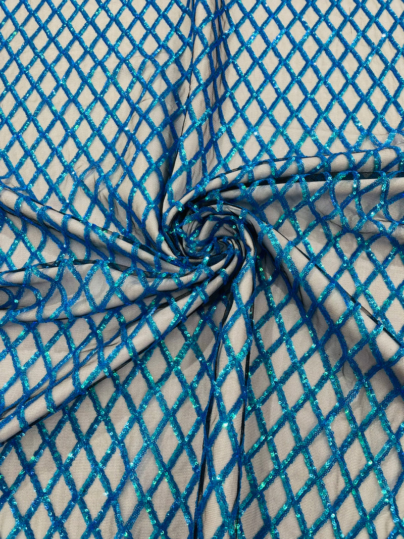Luxury Diamond Design Mini Glitz Sequins On A Mesh Fabric