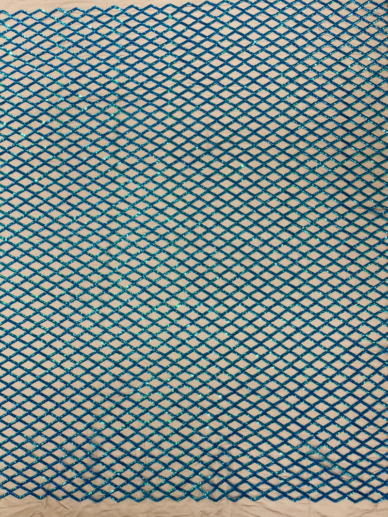 Luxury Diamond Design Mini Glitz Sequins On A Mesh Fabric