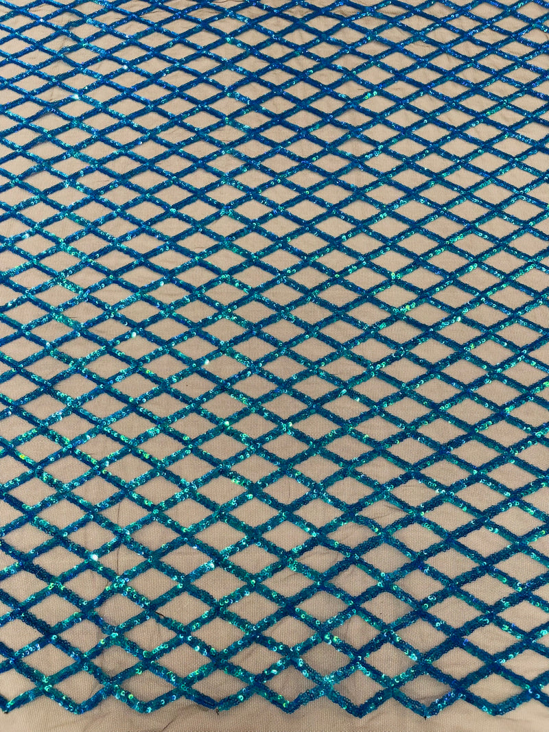 Luxury Diamond Design Mini Glitz Sequins On A Mesh Fabric