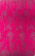 Feather damask shiny sequin design on a 4 way stretch mesh Fabric-prom-sold by The yard.