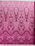 Modern Luxury Beaded Fabric Embroidered on a Mesh Lace, Sold by The Yard.