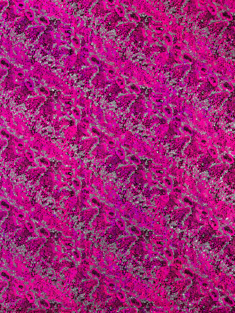Snake Design Shattered Glass Nylon Spandex Fabric, 4-Way Stretch, by The Yard.