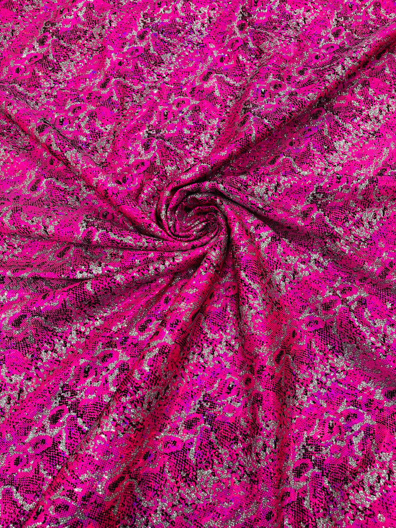 Snake Design Shattered Glass Nylon Spandex Fabric, 4-Way Stretch, by The Yard.